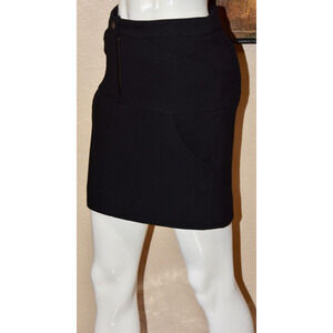 CHANEL Haute Couture Black Wool Designer 4 Pocket Mini Skirt Size 38/2